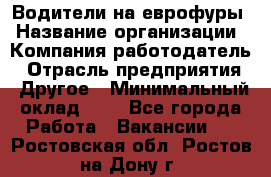 Водители на еврофуры › Название организации ­ Компания-работодатель › Отрасль предприятия ­ Другое › Минимальный оклад ­ 1 - Все города Работа » Вакансии   . Ростовская обл.,Ростов-на-Дону г.